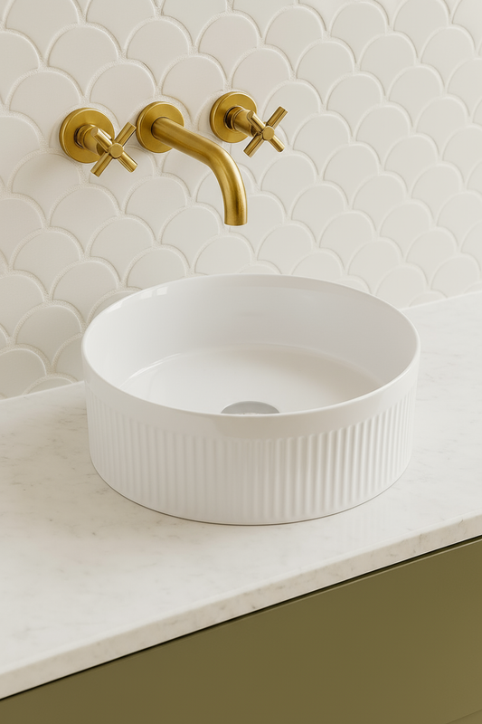 VITO Geneva Fluted Round Premium Ceramic Above-Counter Basin 360*360*115mm GNV3636