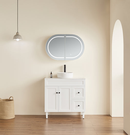 Lumero LED PVC Mirror Shaving Cabinet 900x600x155mm LOSV9060MW-LED/LOSV9060MB-LED