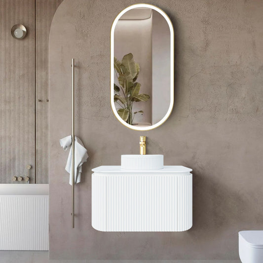 VITO NOOSA Fluted Curved Vanity With Side Drawers 740*493*470mm (NOS750W-MW)