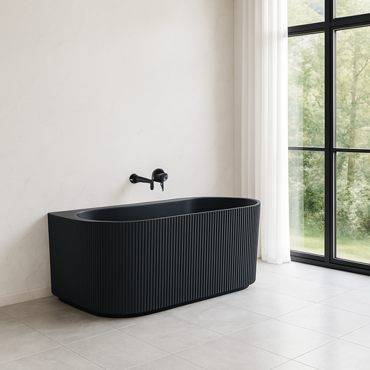 Bali Fluted Freestanding Back to Wall Bathtub 1500/1700 BBAT1500GW-MW-MB/BBAT1700GW-MW-MB