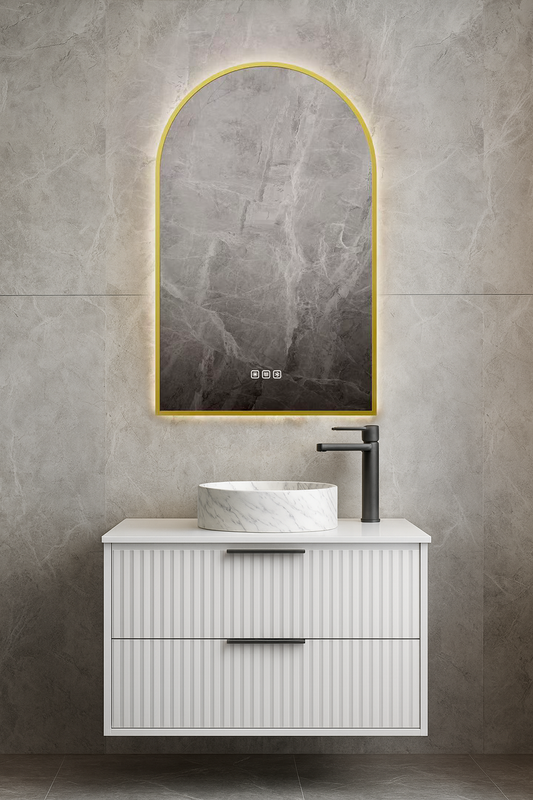 Framed Mirror Arch Shape Backlit Bluetooth 500*750mm LBAR5075-MB/LBAR5075-BB