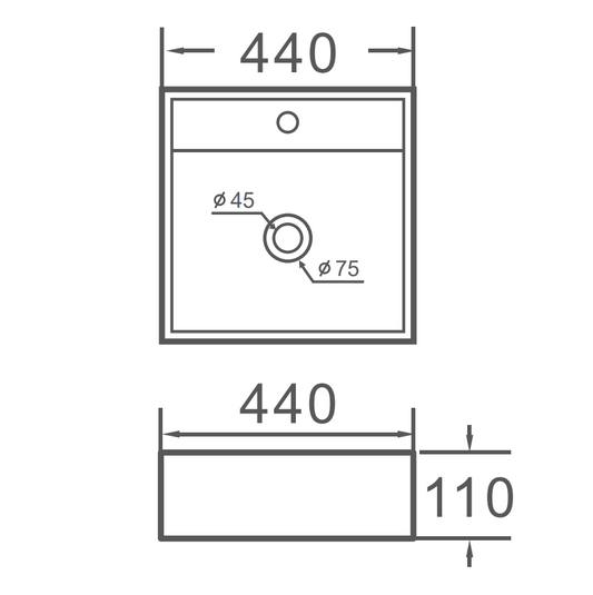 VITO Wall-Hung Ceramic Basin 400*330*100mm WHA345