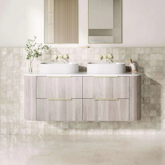 VITO ARTIS Fluted Curved Vanity with soft closing drawers 1200-1550mm(VART1200W-VRT1550W)