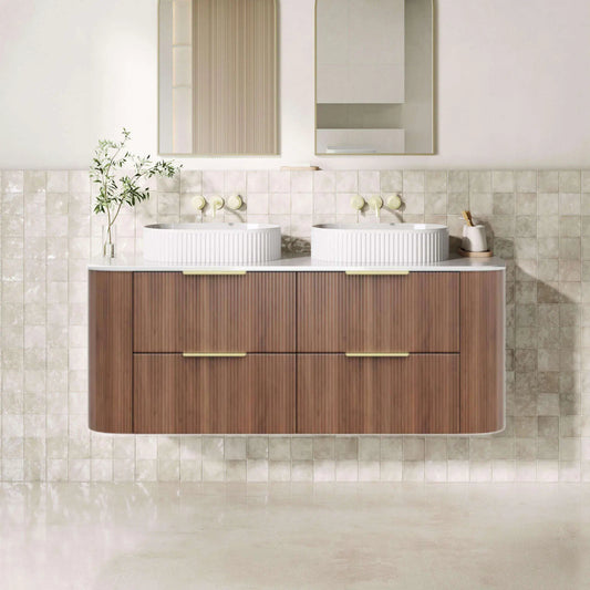 VITO ARTIS Fluted Curved Vanity with soft closing drawers 1200-1550mm(VART1200W-VRT1550W)