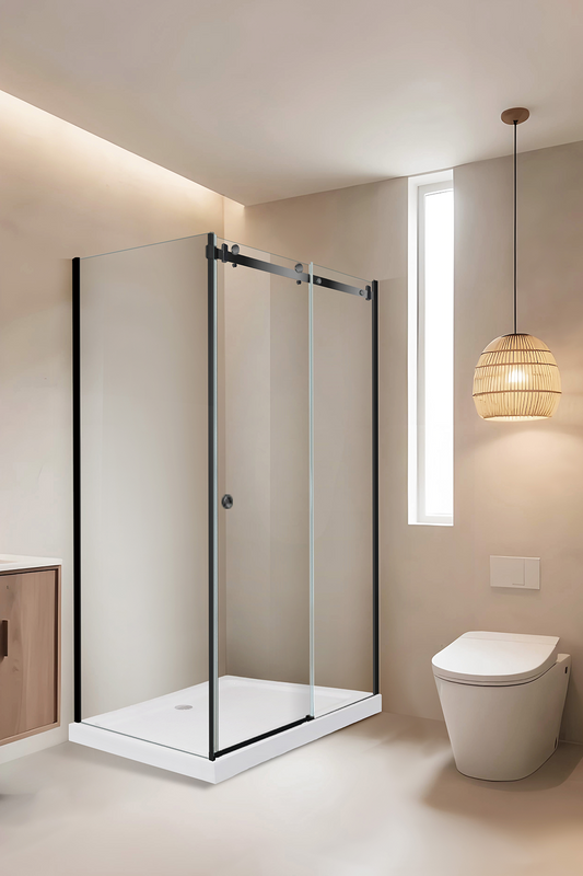 Package C - 900-1000mm L-Shaped Single Side Panel with Stainless Steel Wall Profile FP-CH-900