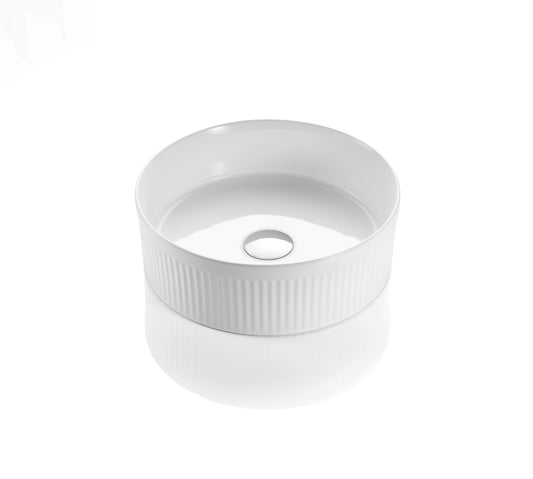 VITO Athena Fluted Round Premium Ceramic Above-Counter Basin 410*410*120mm ATH410R-GW/MW//MB