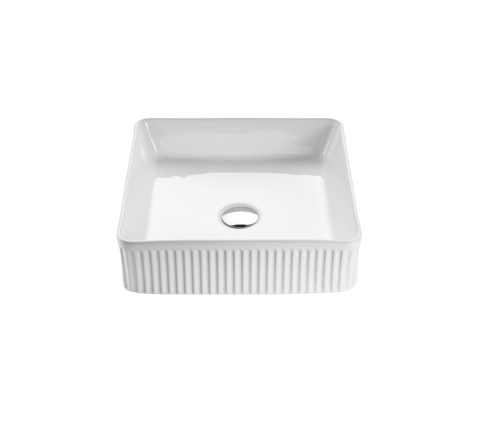VITO Athena Fluted Square Premium Ceramic Above-Counter Basin400*400*130mm ATH4040SQ-GW/MB
