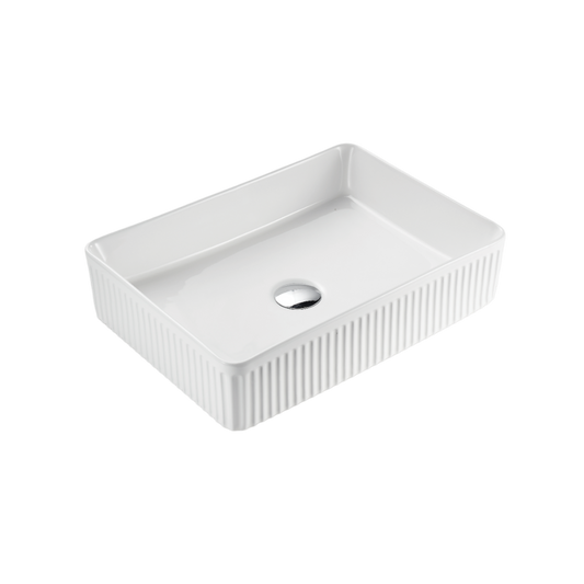 VITO Athena Fluted Rectangular Premium Ceramic Above-Counter Basin 500*380*120mm ATH5038-GW/MW/MB