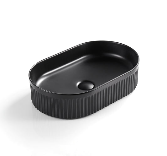 VITO Athena Fluted Oval Premium Ceramic Above-Counter Basin 590*370*100mm ATH5937-GW/MW/MB