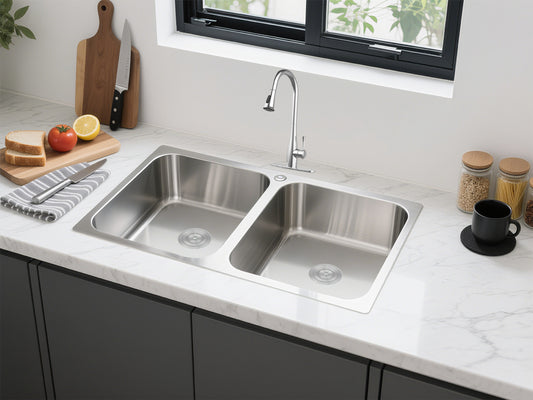 304 Double Stainless Steel Sink(PKS-775DR)775*450*220mm