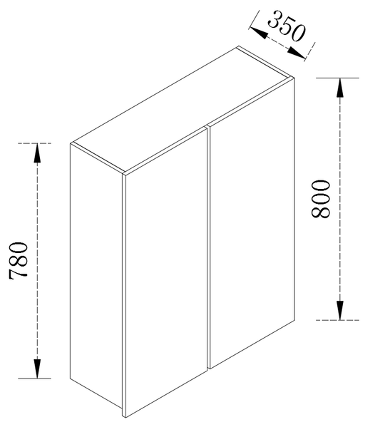 Kitchen Wall Cabinet 2 Door Cupboard 550-1000mm W550/600/650/700/750/800/850/900/1000-800-BOX