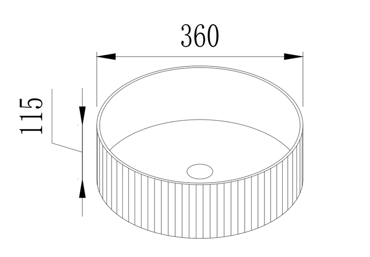 VITO Geneva Fluted Round Premium Ceramic Above-Counter Basin 400*400*125mm GNV4040