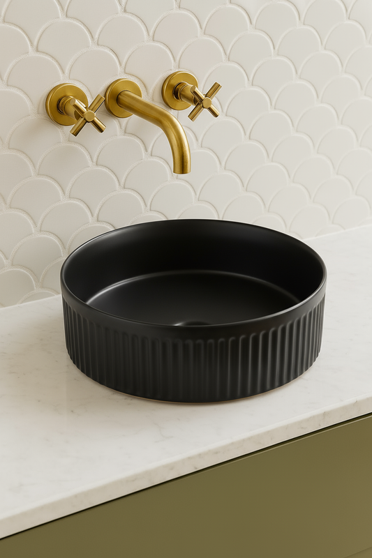 VITO Geneva Fluted Round Premium Ceramic Above-Counter Basin 400*400*125mm GNV4040