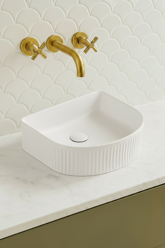 VITO Athena Fluted Arch Premium Ceramic Above-Counter Basin 400*360*130mm ATH4036AR-GW/MW/MB