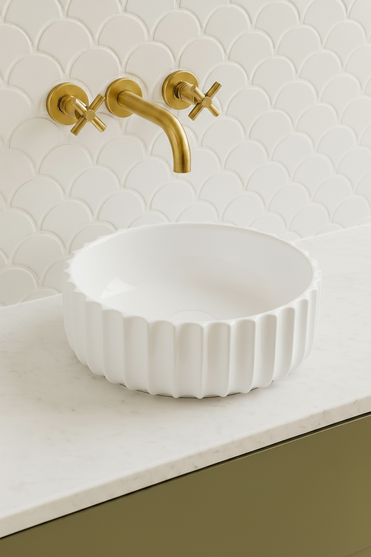 VITO Oslo Fluted Round Ceramic Above-Counter Basin 420*420*140mm OS659