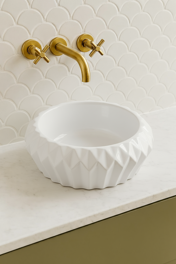 VITO Oslo Diamond Round Ceramic Above-Counter Basin 400*400*150mm OS535