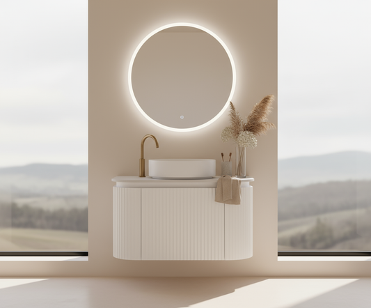 VITO NOOSA Fluted Curved Vanity With Side Drawers 740*493*470mm (NOS750W-MW)