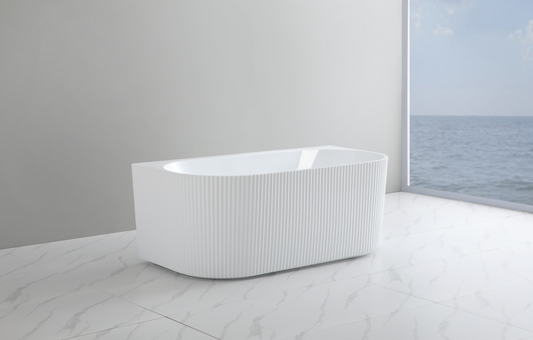 Bali Fluted Freestanding Back to Wall Bathtub 1500/1700 BBAT1500GW-MW-MB/BBAT1700GW-MW-MB