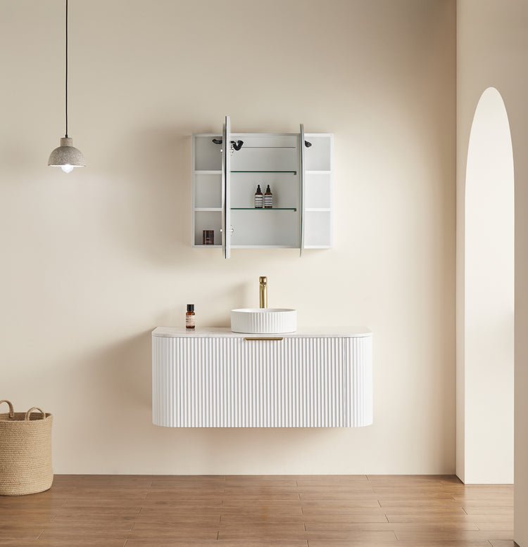 Lumero LED PVC Mirror Shaving Cabinet 1200/1500 LOSV1275MW-LED/LOSV1275MB-LED