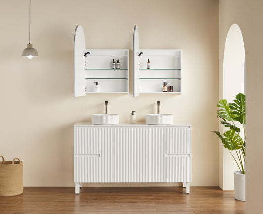 Lumero LED PVC Mirror Shaving Cabinet 600x900x155mm LARSV6090MW-LED/LARSV6090MB-LED