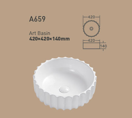 VITO Oslo Fluted Round Ceramic Above-Counter Basin 420*420*140mm OS659