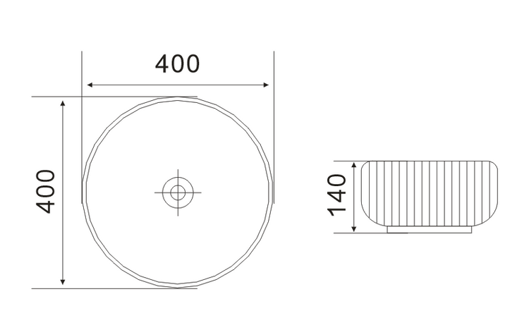 VITO Geneva Fluted Bowl Premium Ceramic Above-Counter Basin 400*400*140mm GNV4014