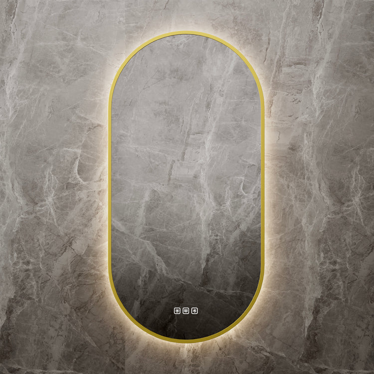 Framed/Frameless Mirror RUNWAY Shape Backlit Bluetooth 500*900mm LBOV5090/LBOV5090-MB/BB