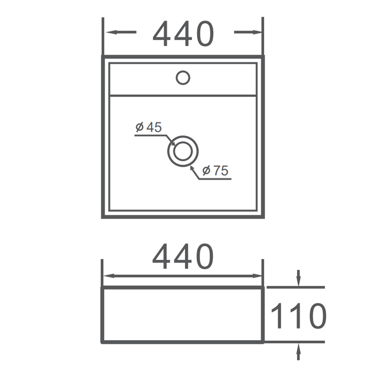 VITO Wall-Hung Ceramic Basin 400*330*100mm WHA345