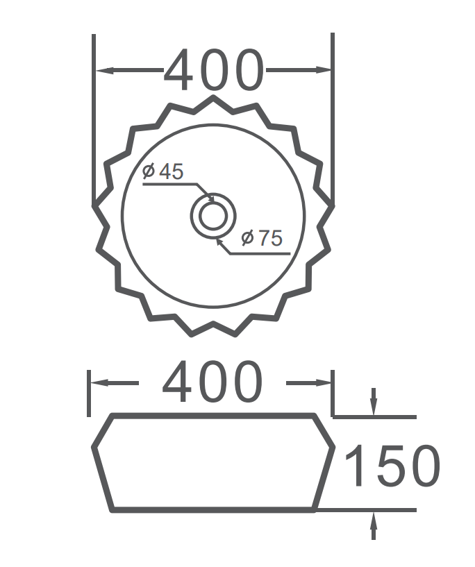VITO Oslo Diamond Round Ceramic Above-Counter Basin 400*400*150mm OS535