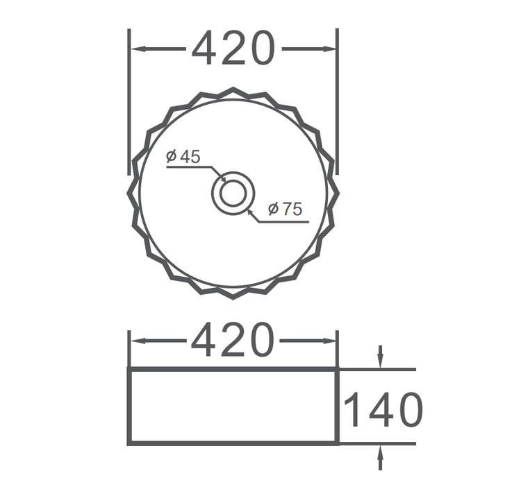 VITO Oslo Fluted Round Ceramic Above-Counter Basin 420*420*140mm OS659