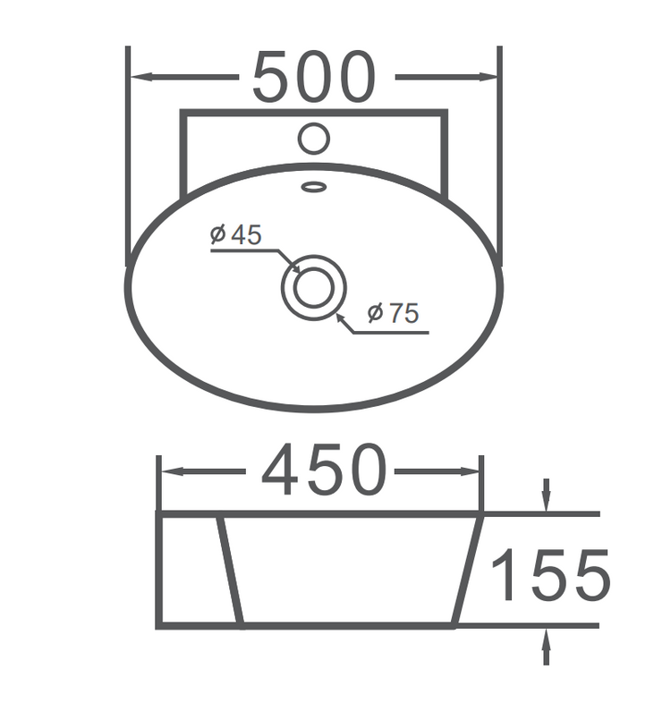 VITO Wall-Hung Ceramic Basin  500*450*155mm WH662