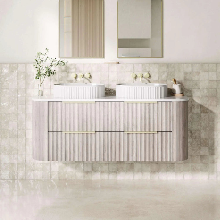 VITO ARTIS Fluted Curved Vanity with soft closing drawers 1200-1550mm(VART1200W-VRT1550W)