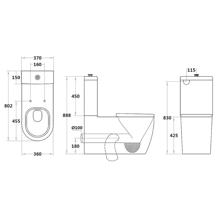 Calia Disable Rimless Toilet Suite Dual Flush 805*375*890mm V800