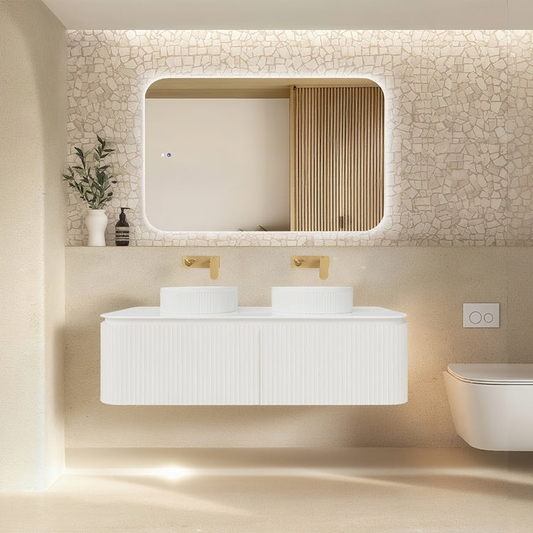 VITO NOOSA Fluted Curved  Vaity with Side Drawers  1200-1800mm