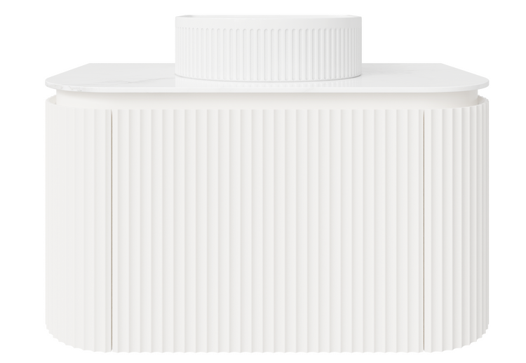 VITO NOOSA Fluted Curved Vanity With Side Drawers 740*493*470mm (NOS750W-MW)