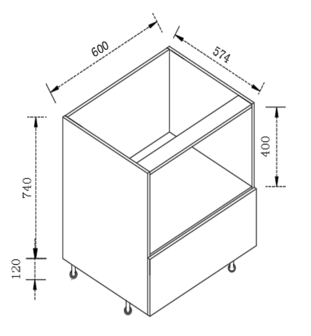 Kitchen Floor Microwave Cabinet 600*574*740mm BFN-600-BOX