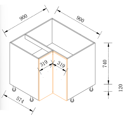 Kitchen Floor Corner Cabinet 800*800*740/900*900*740mm BLS-8080-BOX/BLS-9090-BOX