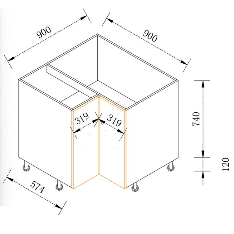 Kitchen Floor Corner Cabinet 800*800*740/900*900*740mm BLS-8080-BOX/BLS-9090-BOX