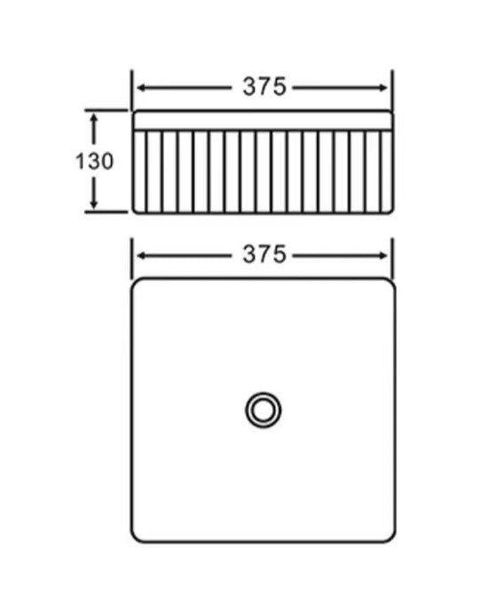VITO Athena Fluted Square Premium Ceramic Above-Counter Basin 375*375*130mm ATH3838SQ-GW/MW/MB