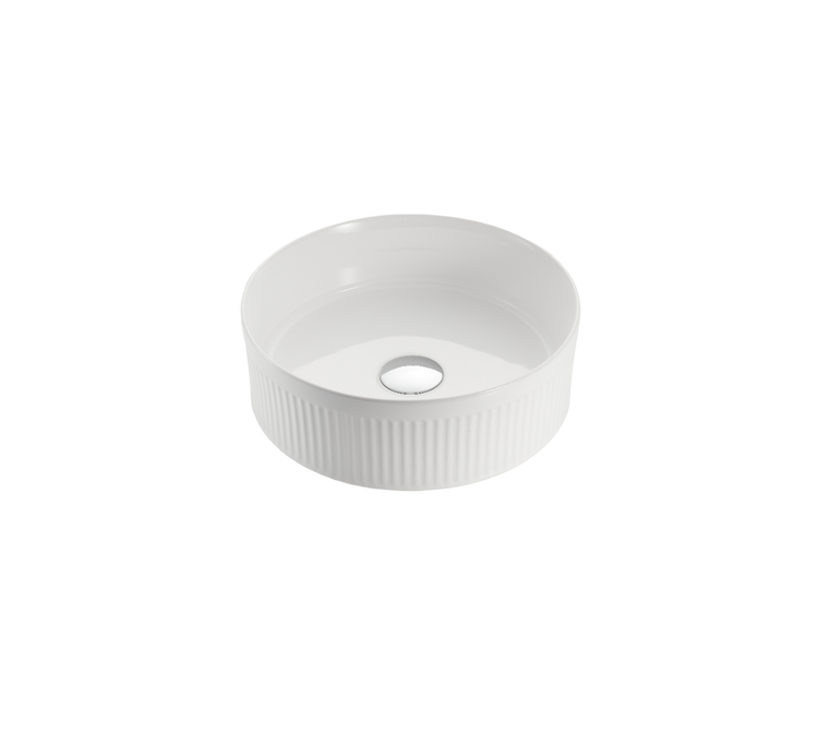 VITO Athena Fluted Round Premium Ceramic Above-Counter Basin 410*410*120mm ATH410R-GW/MW//MB