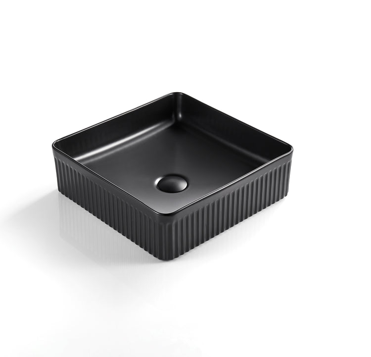 VITO Athena Fluted Square Premium Ceramic Above-Counter Basin 415*415*120mm ATH415SQ