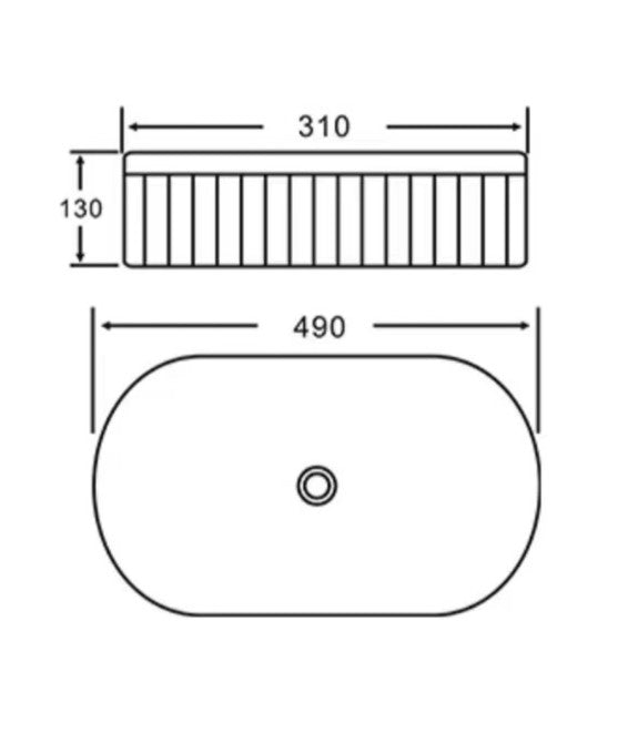 VITO Athena Fluted Oval Premium Ceramic Above-Counter Basin 490*310*130mm ATH4931-GW/MW/MB