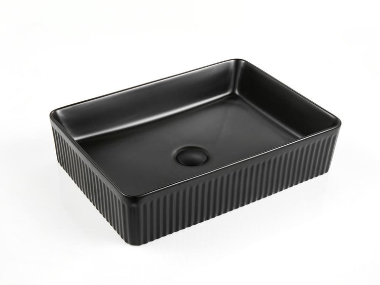 VITO Athena Fluted Rectangular Premium Ceramic Above-Counter Basin 500*380*120mm ATH5038-GW/MW/MB