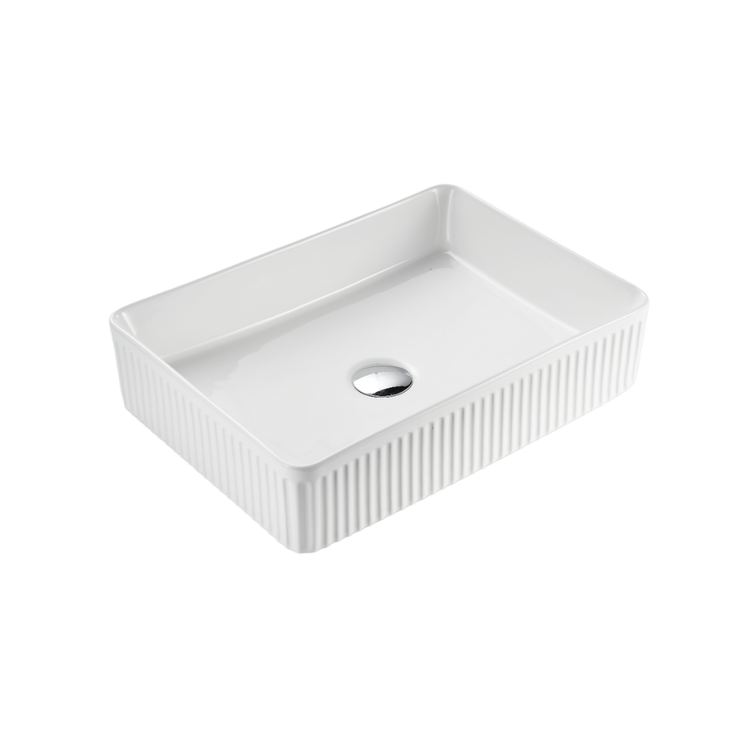 VITO Athena Fluted Rectangular Premium Ceramic Above-Counter Basin 500*380*120mm ATH5038-GW/MW/MB