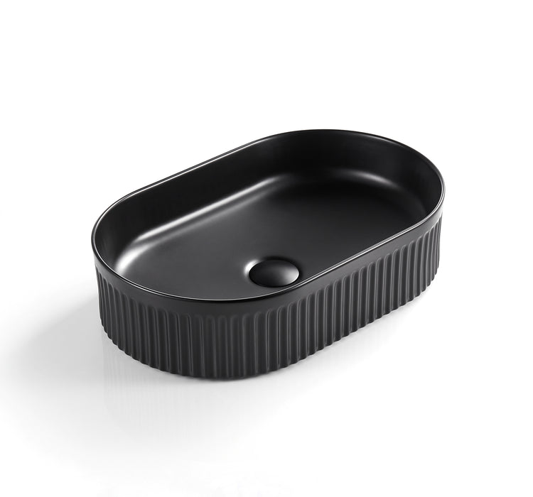 VITO Athena Fluted Oval Premium Ceramic Above-Counter Basin 590*370*100mm ATH5937-GW/MW/MB