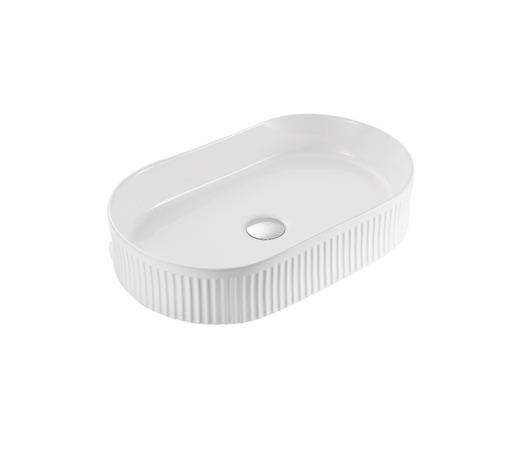 VITO Athena Fluted Oval Premium Ceramic Above-Counter Basin 590*370*100mm ATH5937-GW/MW/MB