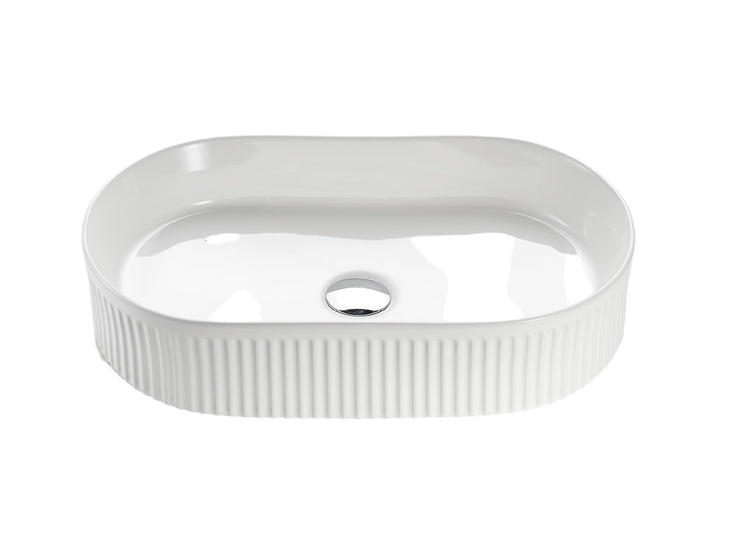 VITO Athena Fluted Oval Premium Ceramic Above-Counter Basin 590*370*100mm ATH5937-GW/MW/MB