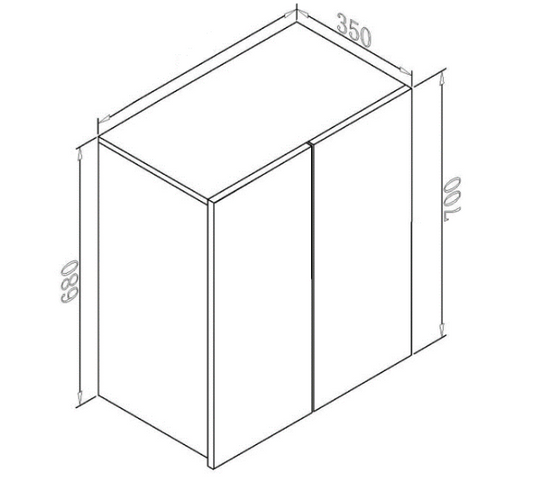 Kitchen Wall Cabinet 2 Door Cupboard 550-1000mm W550/600/650/700/750/800/850/900/1000-700-BOX