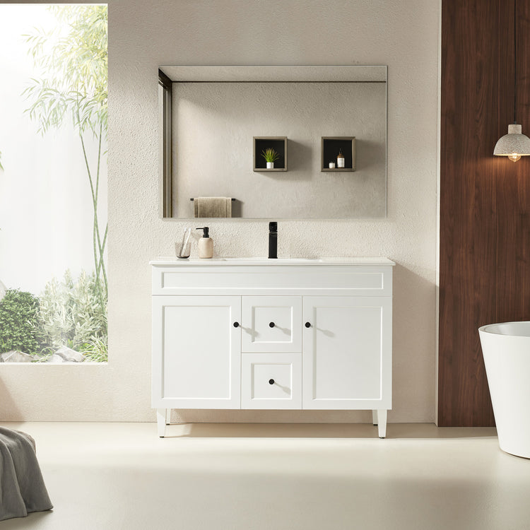 VITO Hamilton Floor PVC Cabinet Soft Closing Doors,Middle Drawers 1200mm HMT124DL-MW/MB