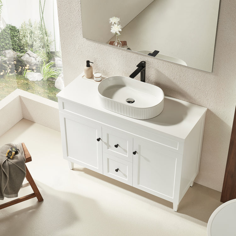 VITO Hamilton Floor PVC Cabinet Soft Closing Doors,Middle Drawers 1200mm HMT124DL-MW/MB